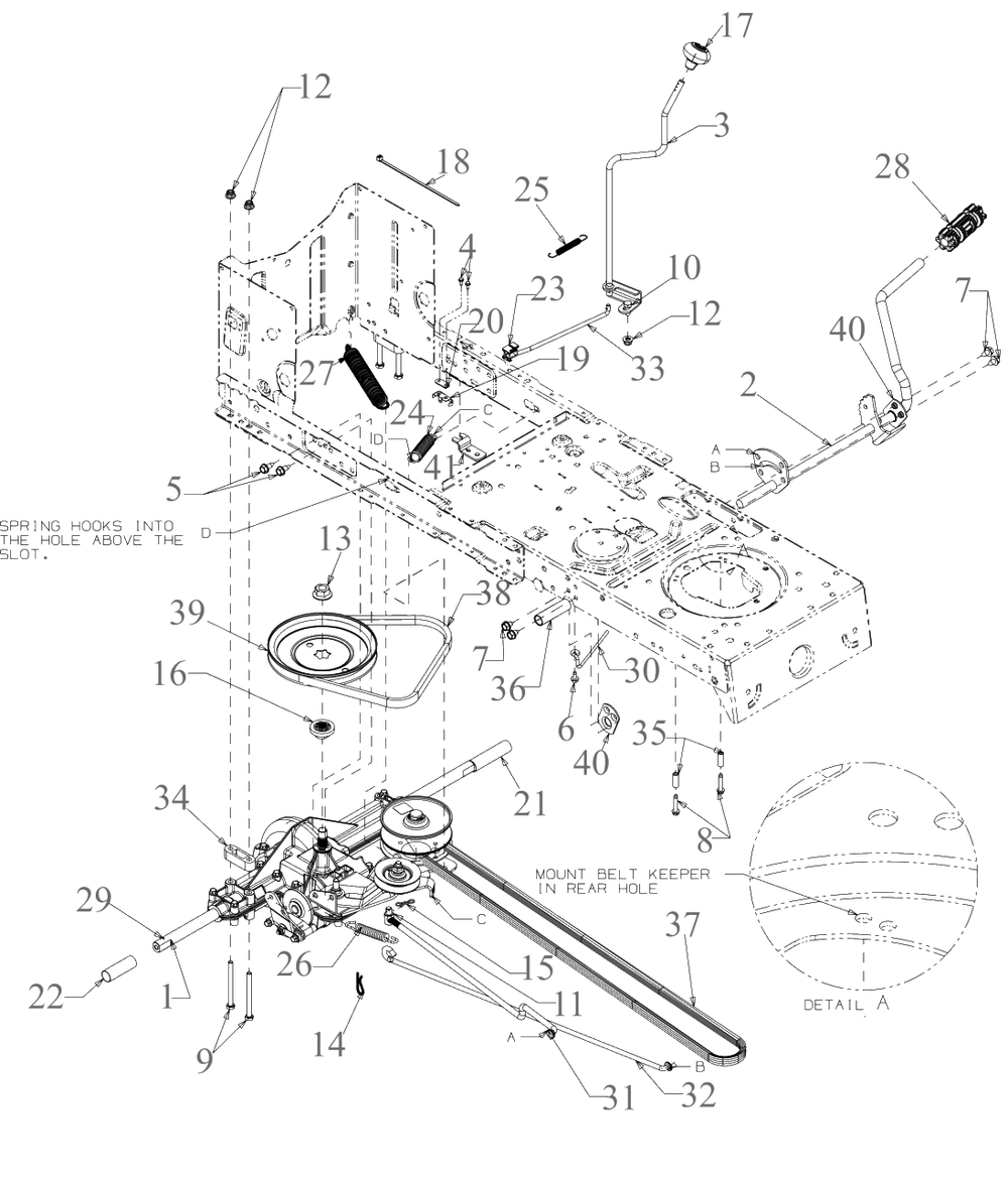 Drive Diagram and Parts List for 13BB77SS345 2023 Yard Machines Lawn Tractor